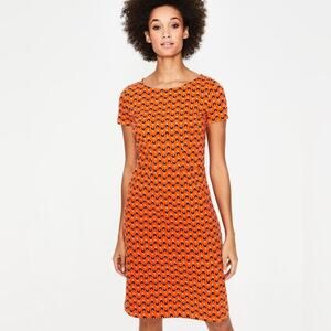 Boden Phoebe Floral Print Cotton Jersey Knit S/S Dress Travel Friendly Sz 6